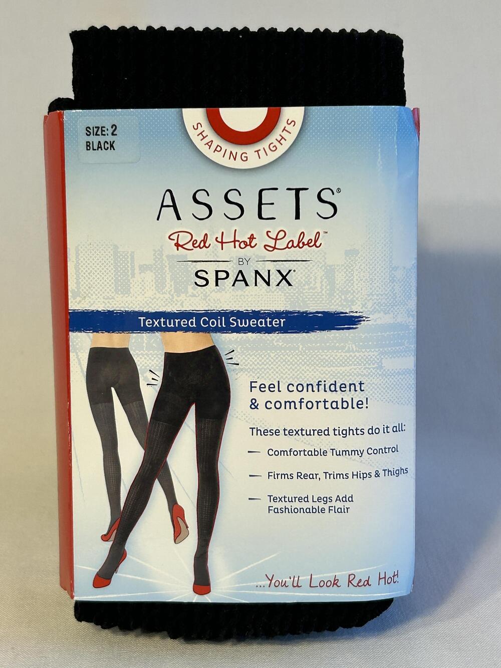 Assets By Sara Blakely Shaper Leggings Womens Size B Black Textured Coil Sweater